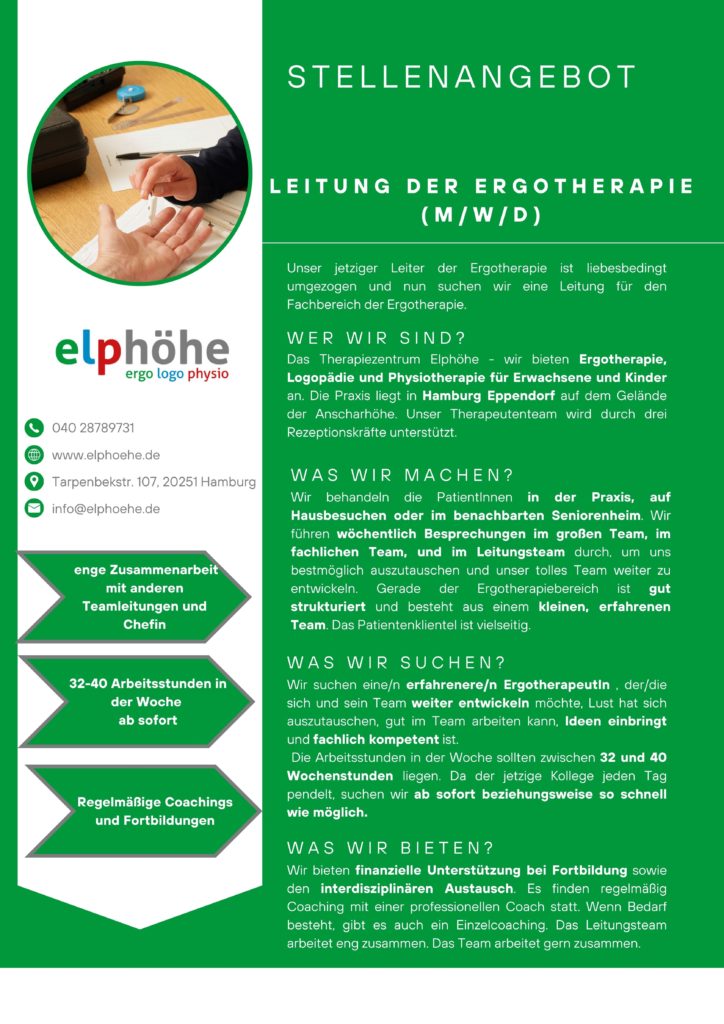 Stellenangebot Ergotherapie Leitung